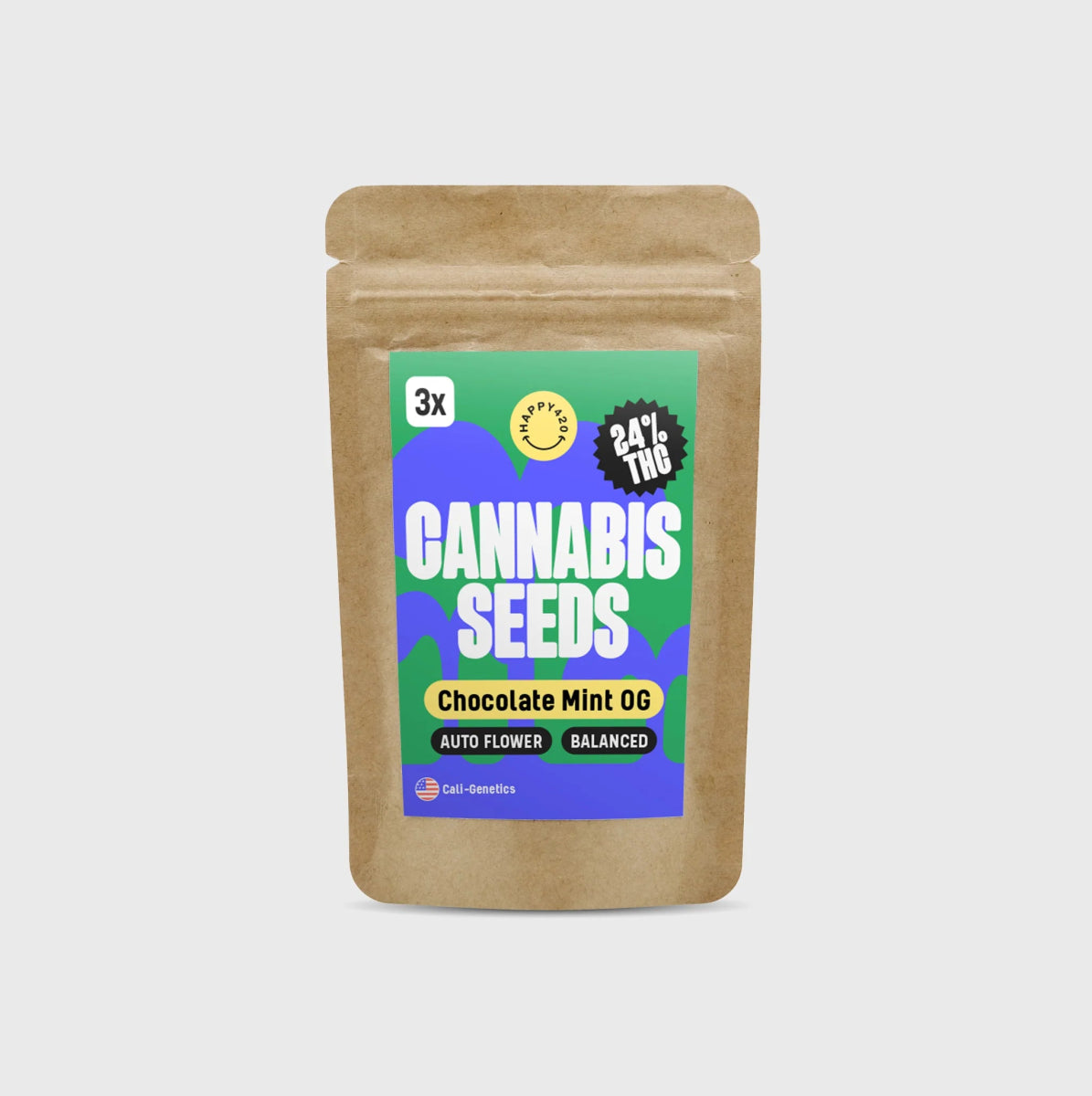 Cali Genetics Chocolate Mint OG 21,3% THC 🌱 auto flowering Cannabissamen 3 Stück - Hanfify®