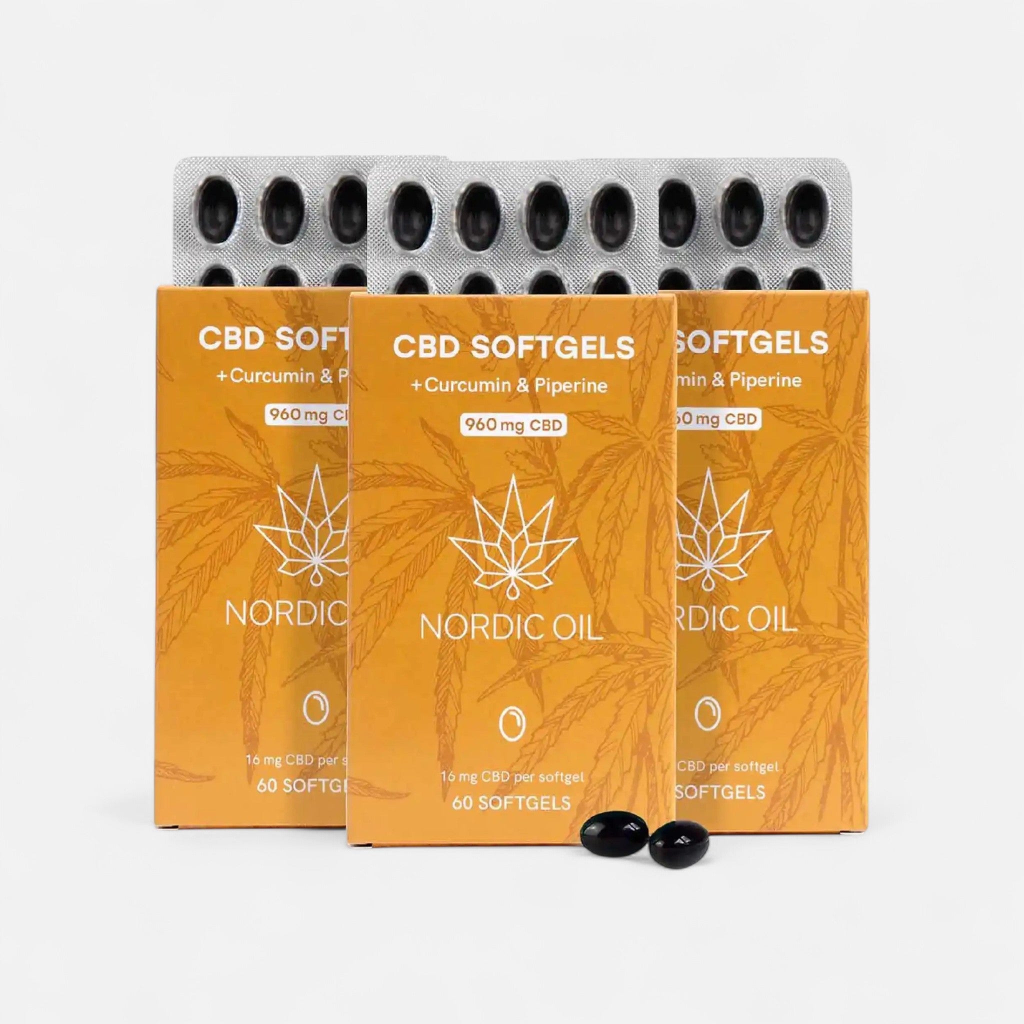 3FÜR2: CBD Kapseln (960mg) mit Curcumin Edibles - Hanfify