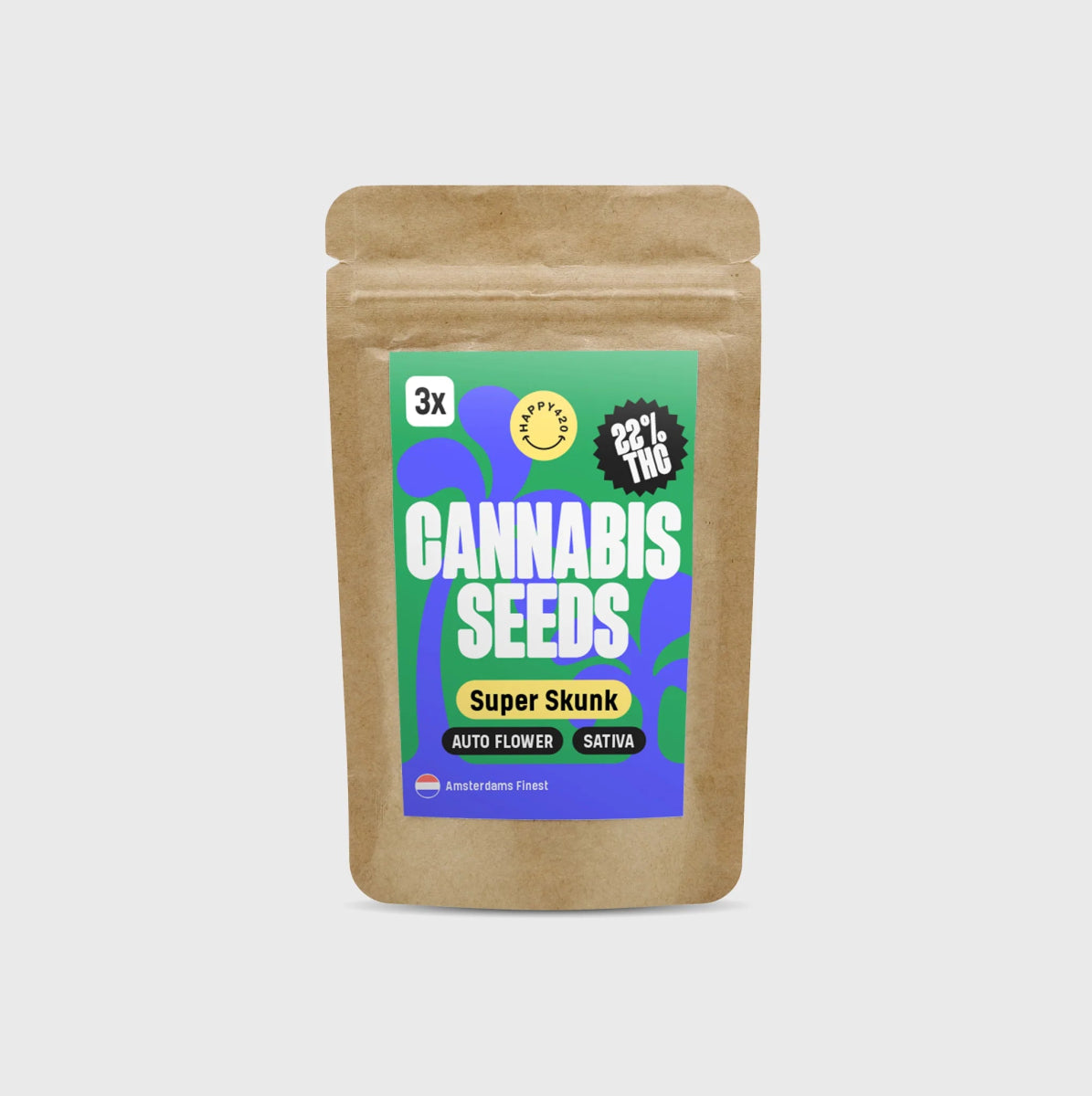 Amsterdams Finest Super Skunk 22% THC 🌱 auto flowering Cannabissamen 3 Stück - Hanfify®