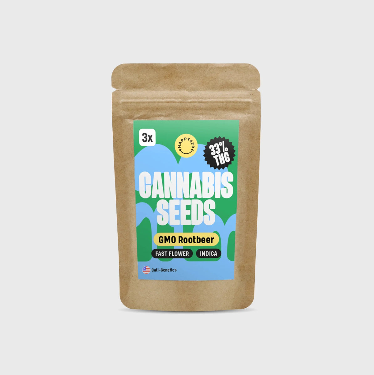 Cali Genetics GMO Rootbeer 33% THC 🌱 fast flowering Cannabissamen 3 Stück - Hanfify®