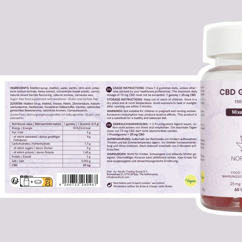 CBD Fruchtgummis (1500mg) Beeren Edibles - Hanfify