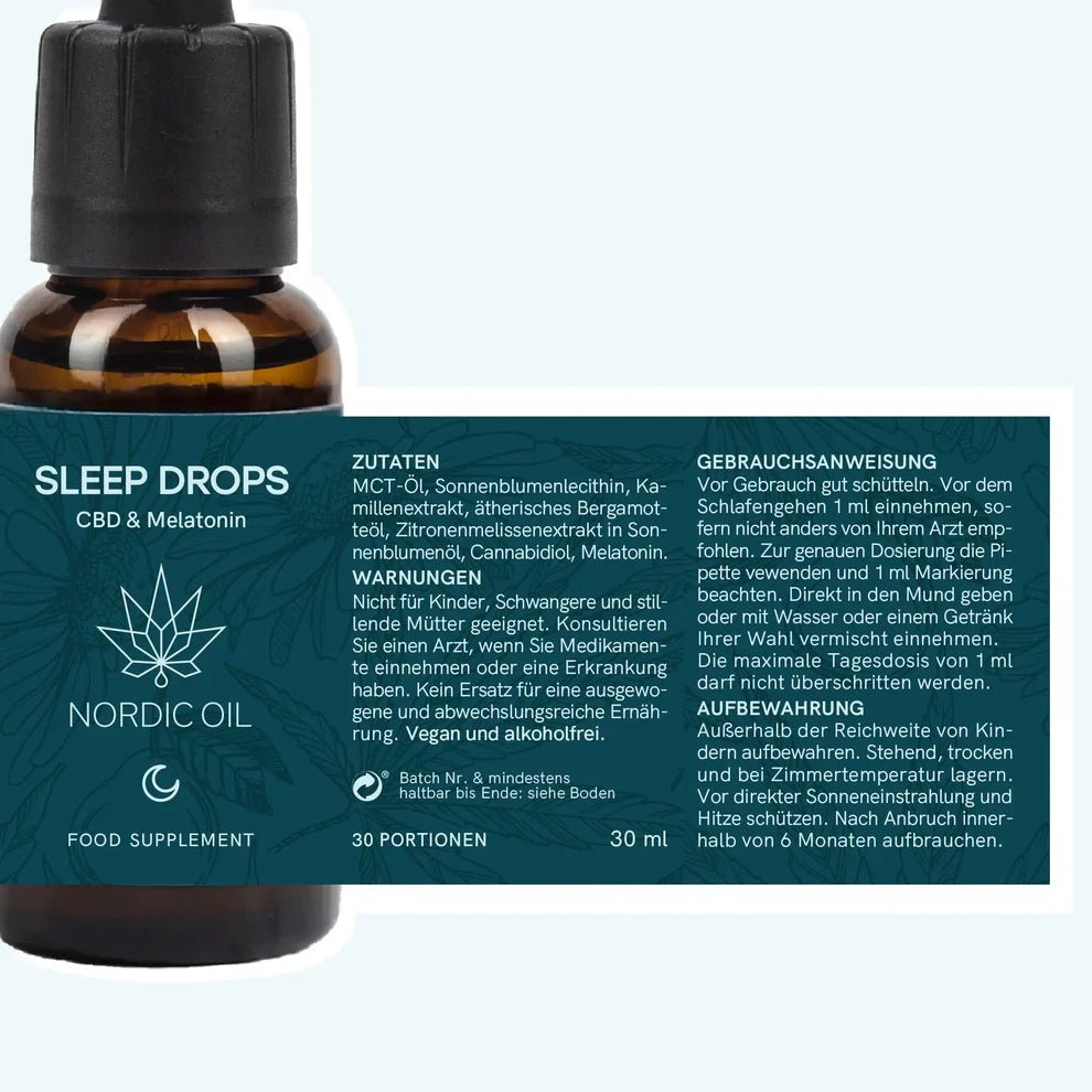 CBD Schlaftropfen mit Melatonin Öl - Hanfify