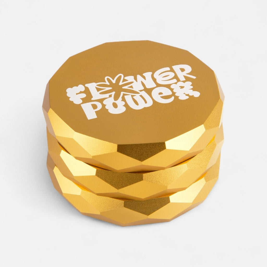 💎Flower Power Diamond Grinder Headshop Gold - Hanfify