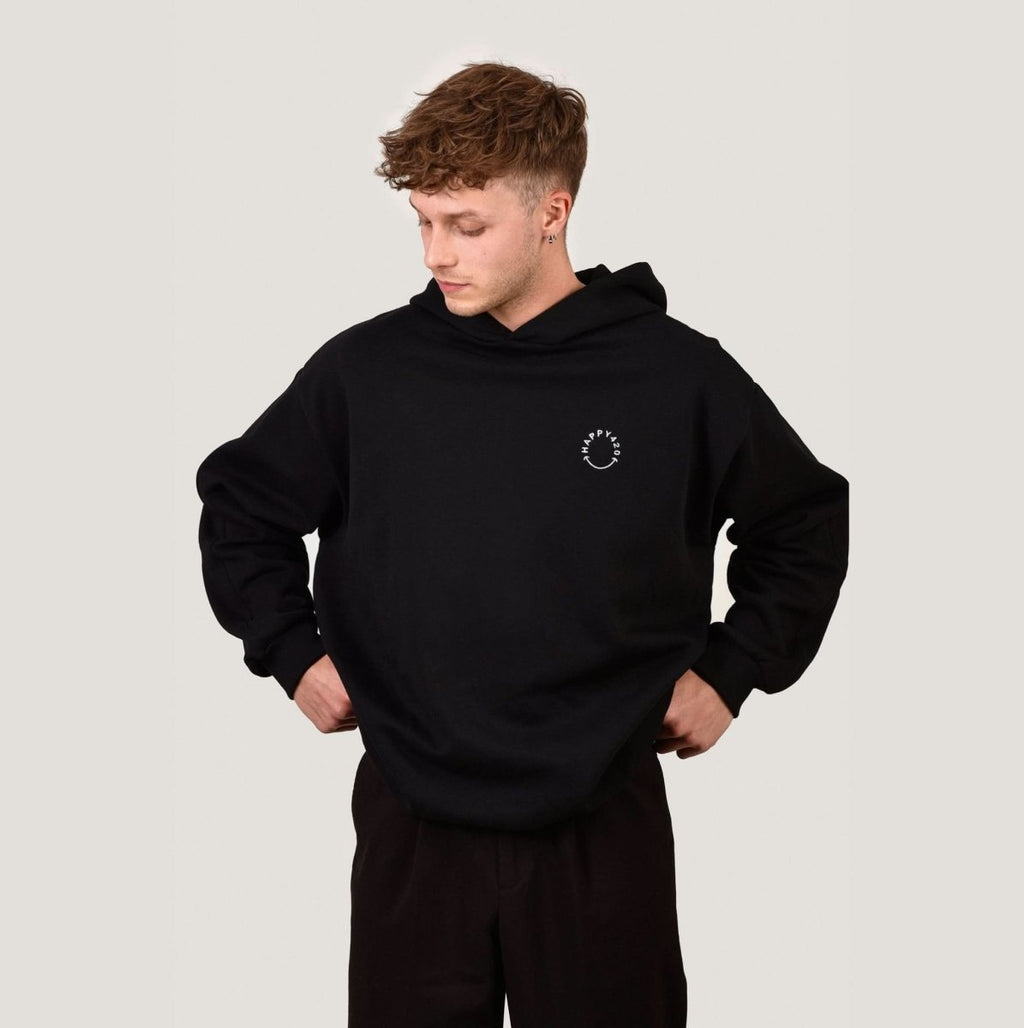 HAPPY 420 - Black Oversize Hoodie Merch S - Hanfify