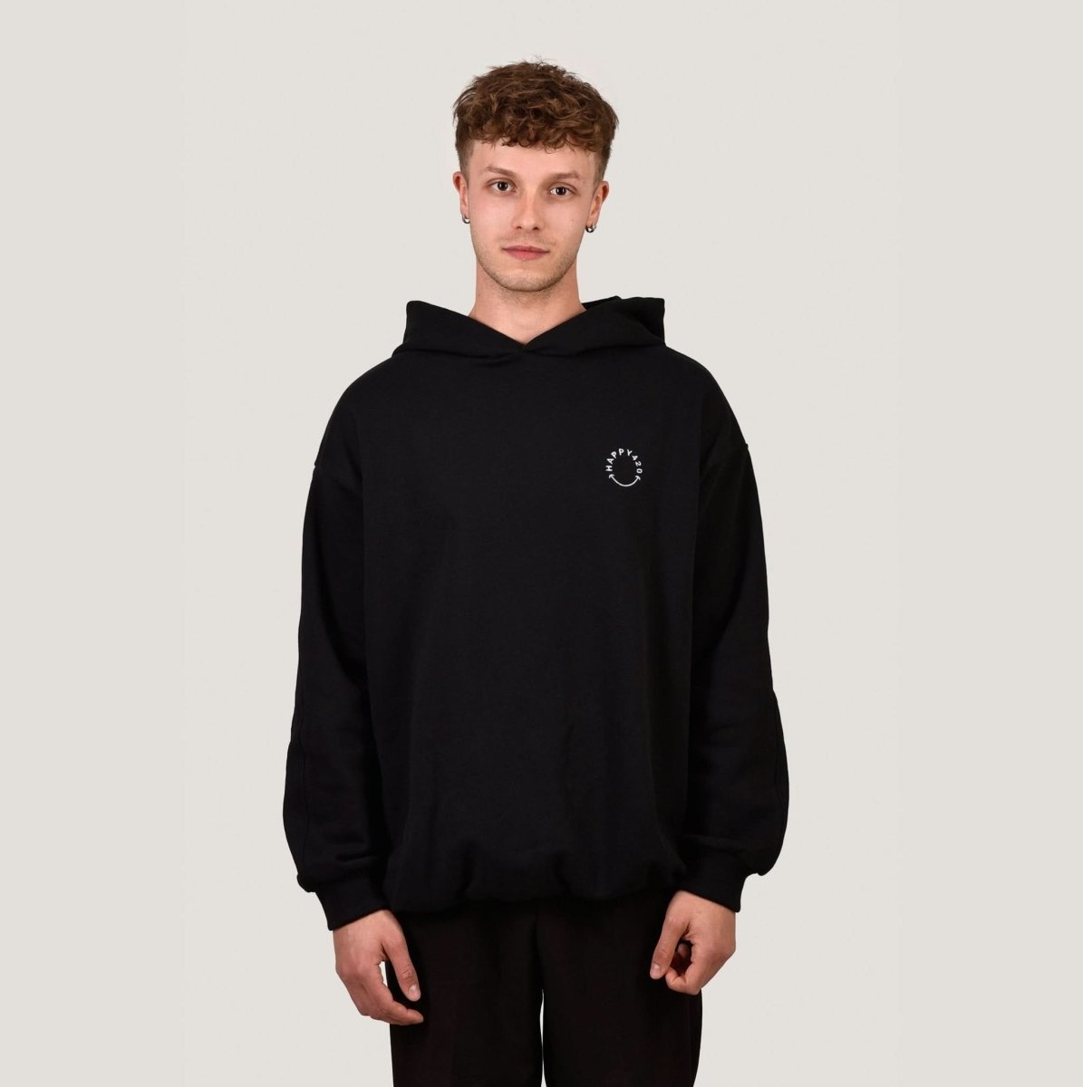 HAPPY 420 - Black Oversize Hoodie Merch S - Hanfify