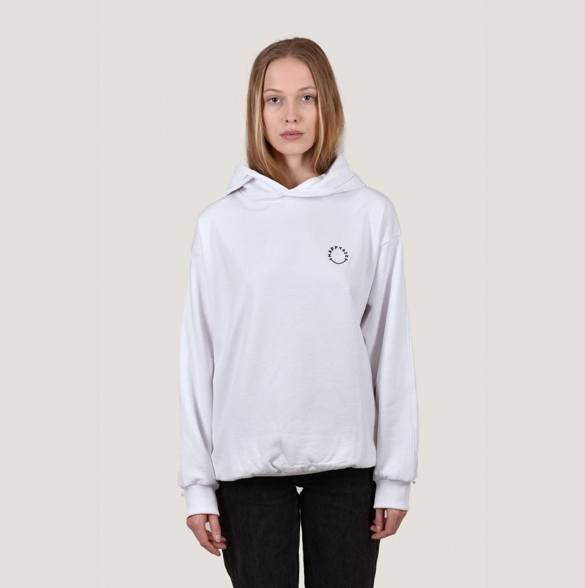 HAPPY 420 - White Oversize Hoodie - Merch - Hanfify®