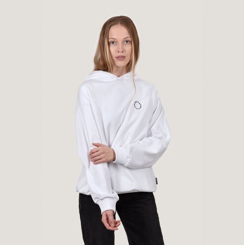 HAPPY 420 - White Oversize Hoodie Merch XS - Hanfify