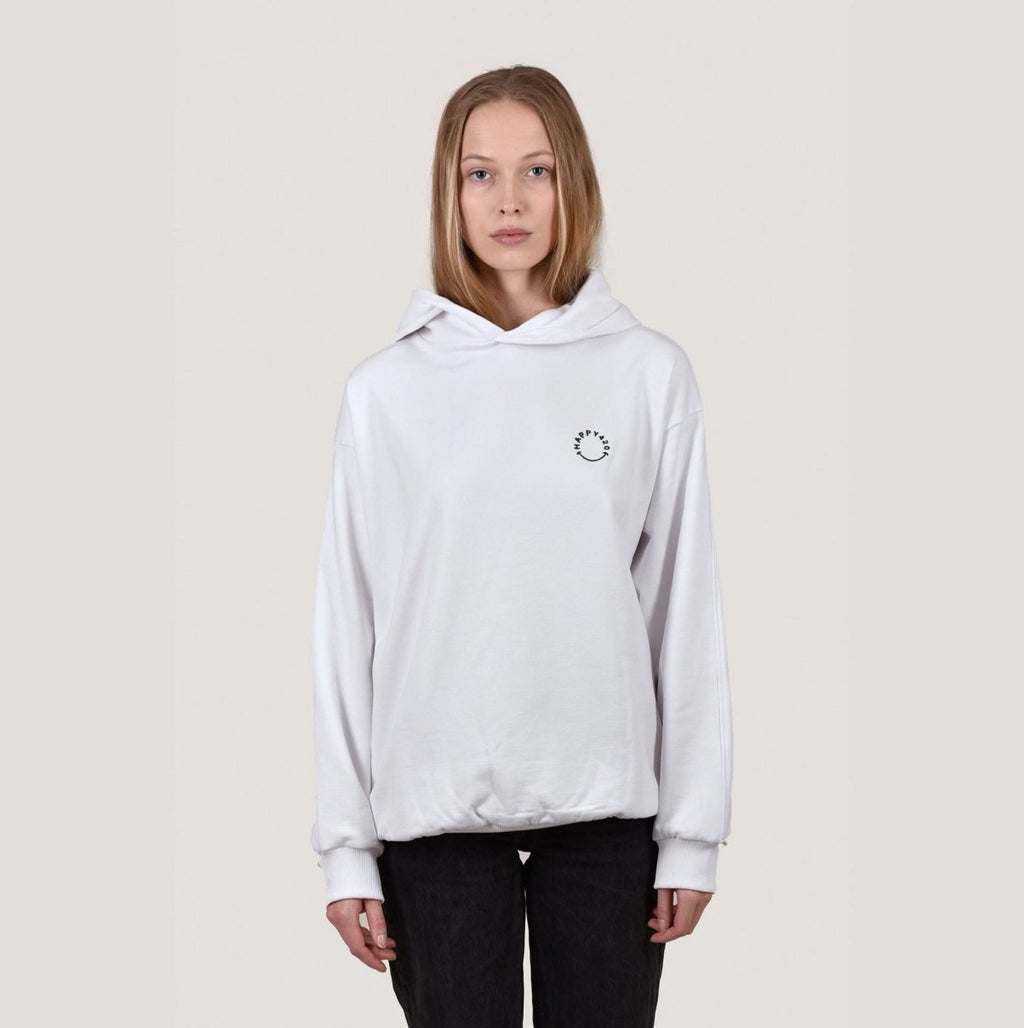 HAPPY 420 - White Oversize Hoodie Merch XS - Hanfify