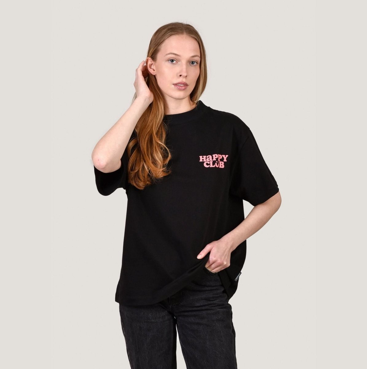 HAPPY CLUB T – Black oversize - Merch - Hanfify®