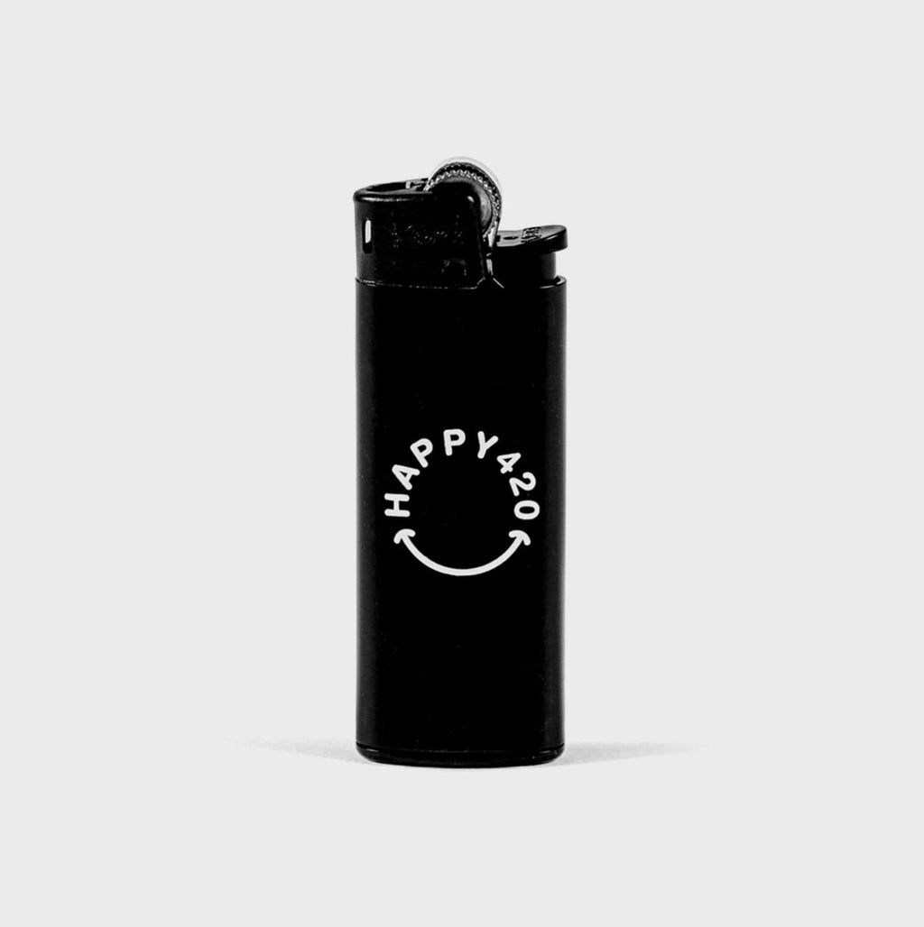 Happy420 BIC Feuerzeug - klein Merch All Black - Hanfify