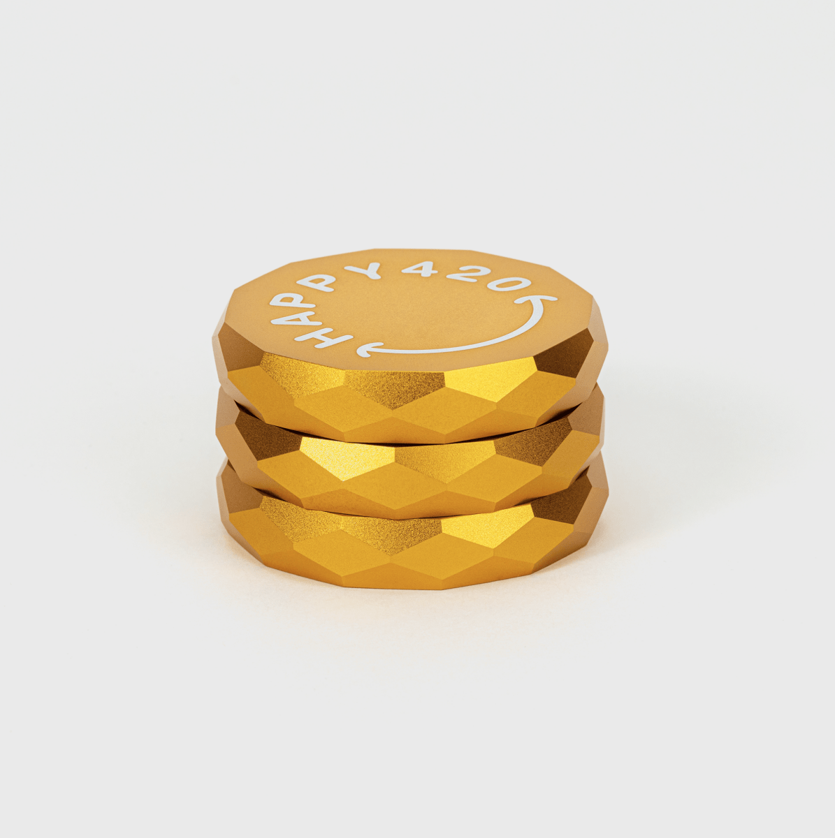 Happy420 Diamond Grinder Headshop Gold - Hanfify