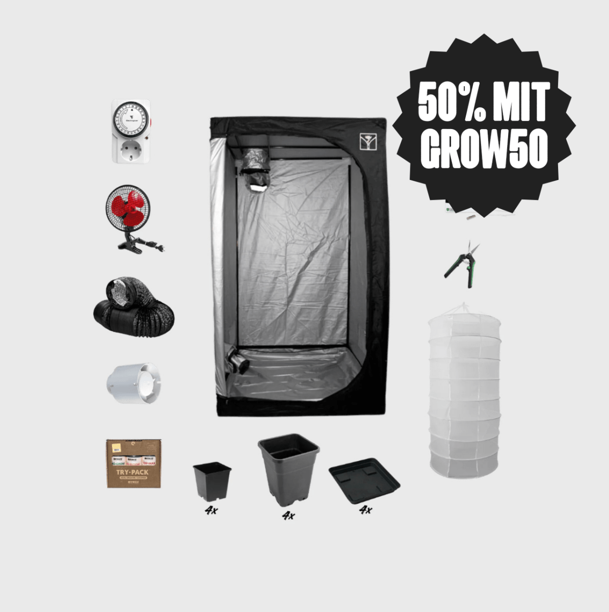 Happy420 Growbox Komplettset Growshop L Premium: 60x60x140cm - Hanfify®