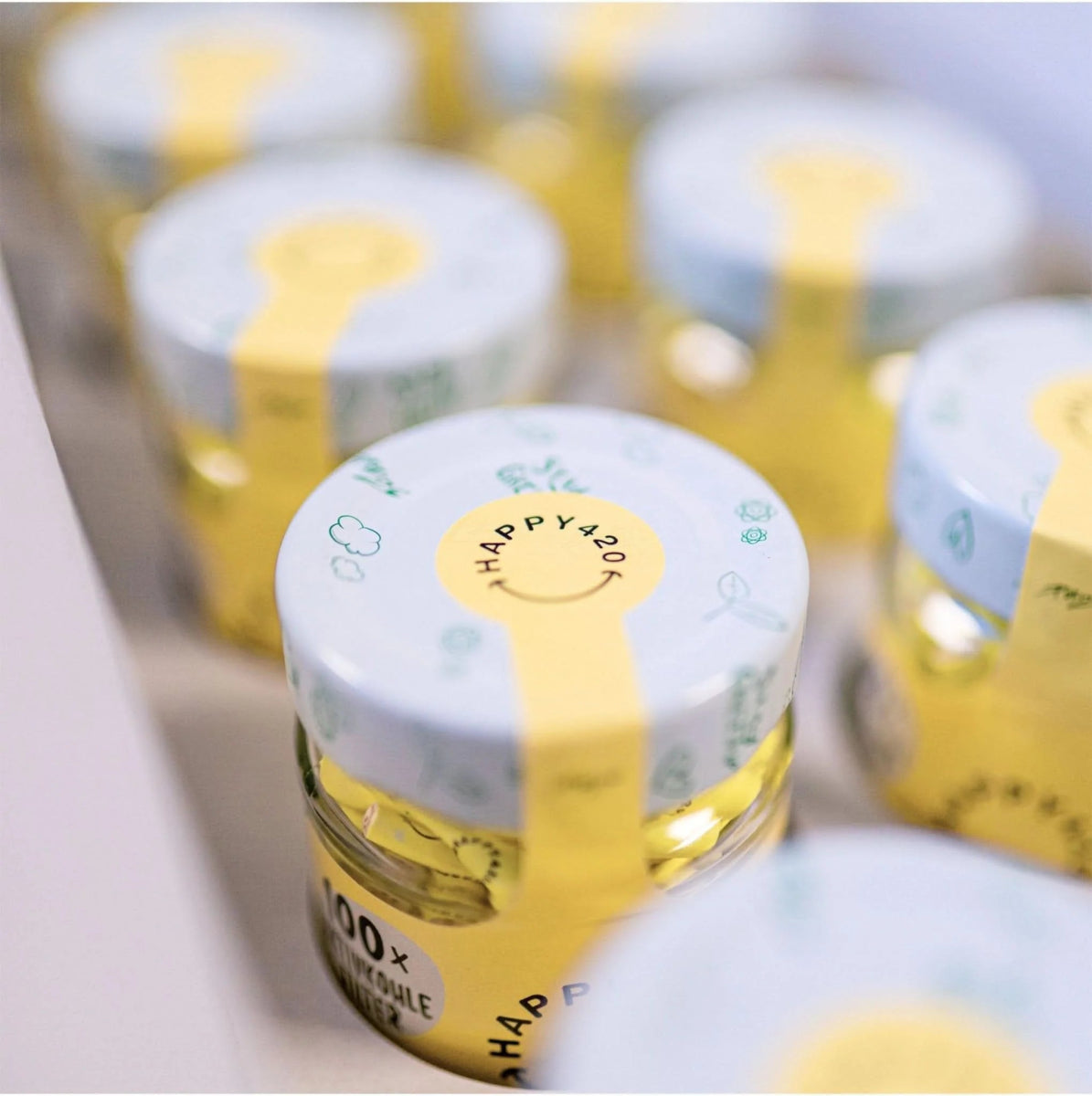 Happy420 x Purize Aktivkohlefilter Headshop 100er Glas - Hanfify