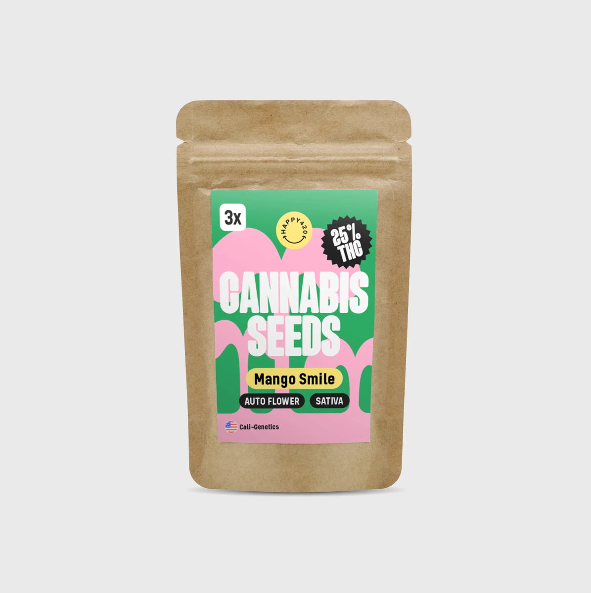 NEU!! Cali Genetics Mango Smile 25% THC 🌱 auto flowering Cannabissamen 3 Stück - Hanfify®