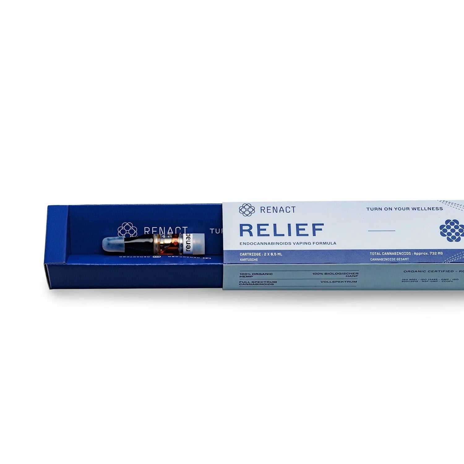 Renact Vollspektrum Cannabinoid Kartusche Relief Vapes 0,5ml - Hanfify
