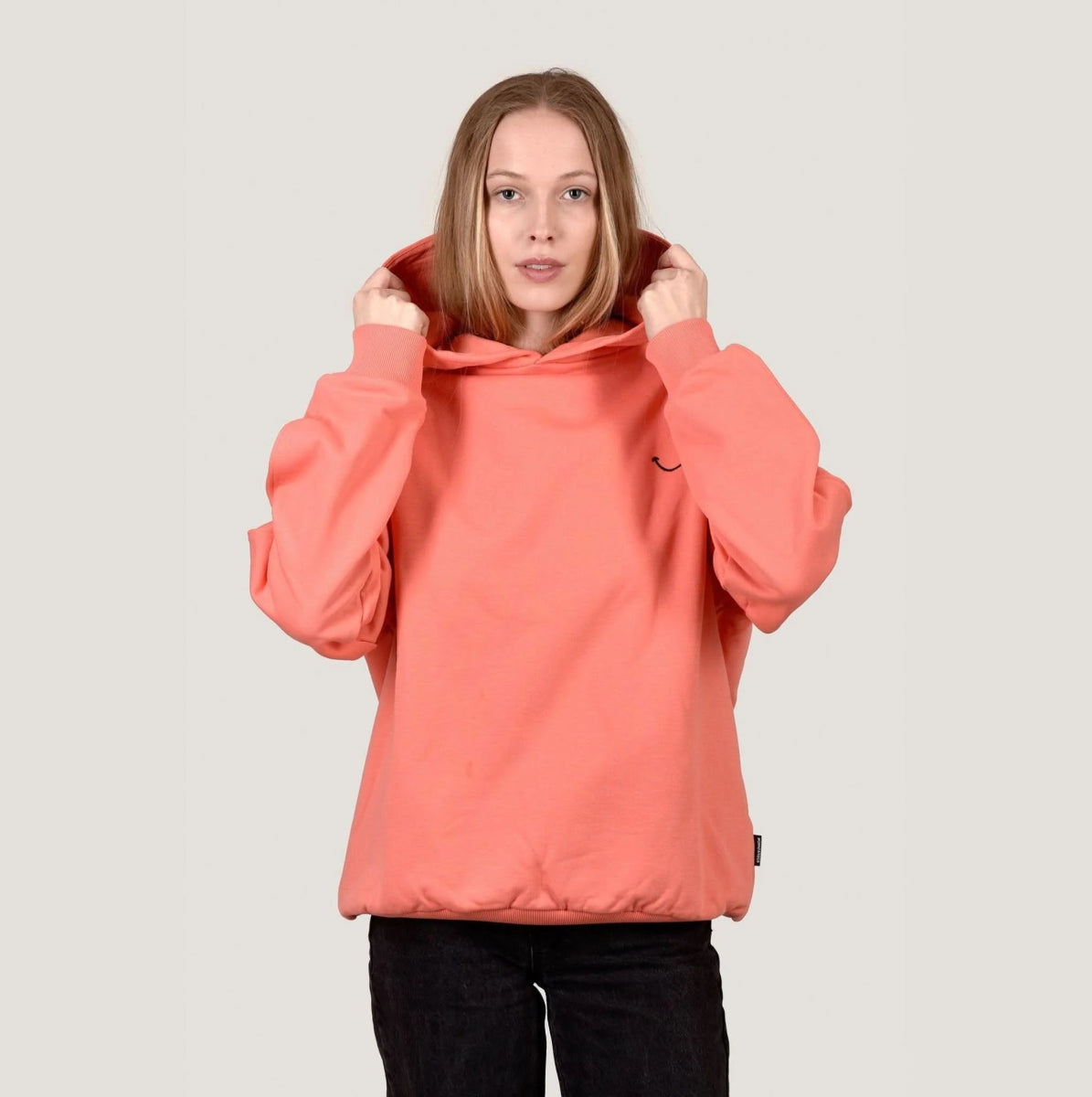 SMILE HOODIE - CORAL Merch L - Hanfify