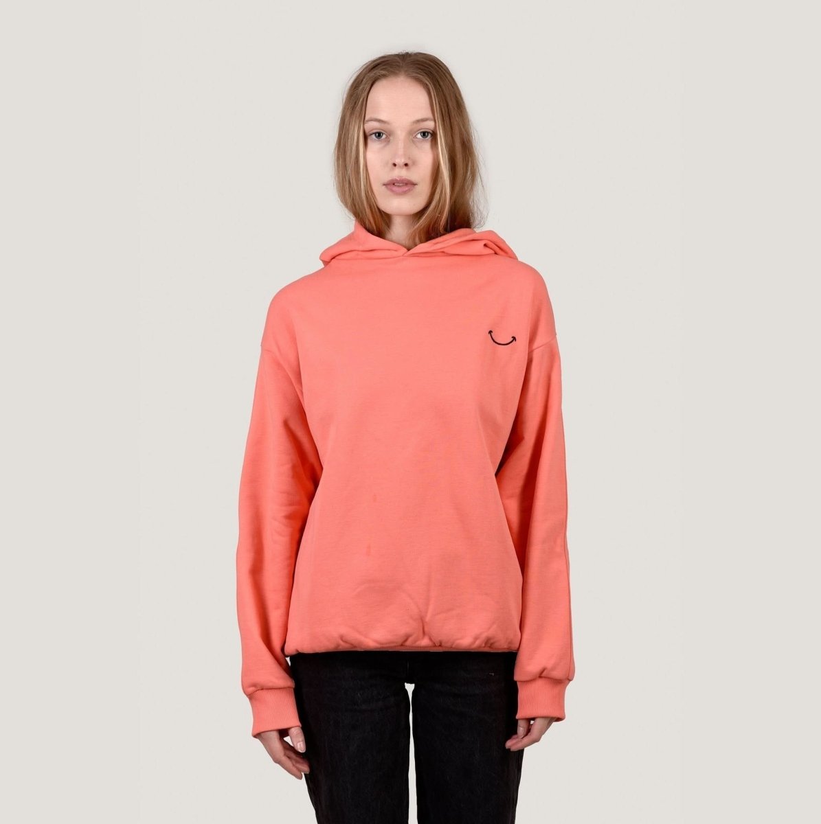 SMILE HOODIE - CORAL Merch L - Hanfify