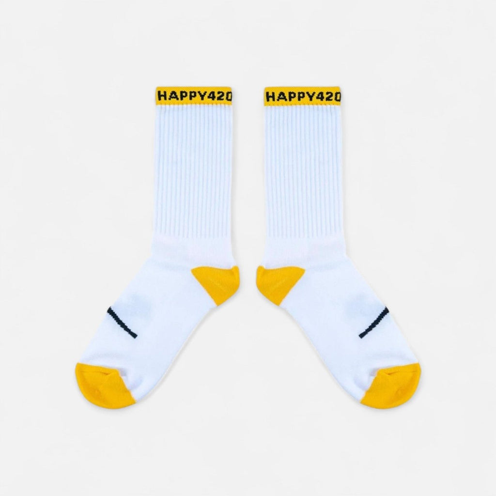 🧦 SOCKS – Smile White - Yellow One Size Merch 1 Paar - Hanfify
