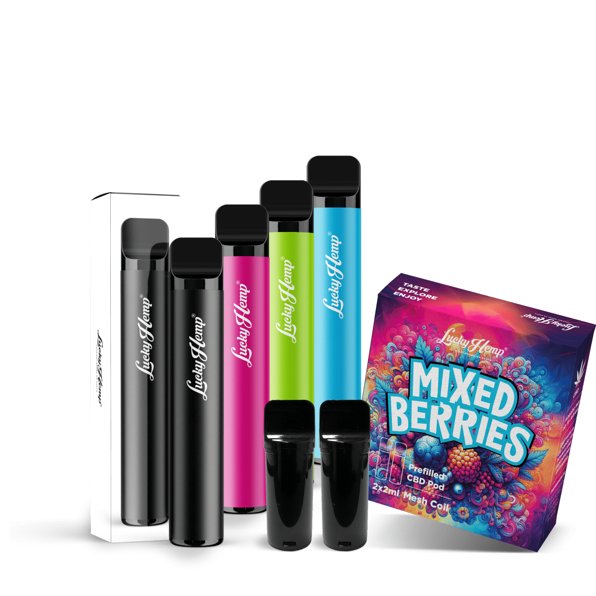 Vape Batterie + 2 Pods Mixed Berries Vapes Schwarz - Hanfify®
